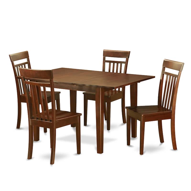 East West Furniture 5 Piece Dinette Set- a Rectangle Dining Table and 4 Dining Room Chairs,Mahogany (Chair seat Option)