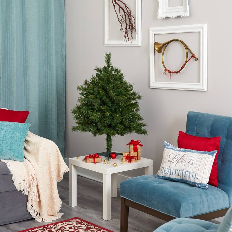 3Ft Artificial Christmas Tree with Lights - Holiday Decor, Pine Tree, LED Lights, Festive Home Accent - Green - 36