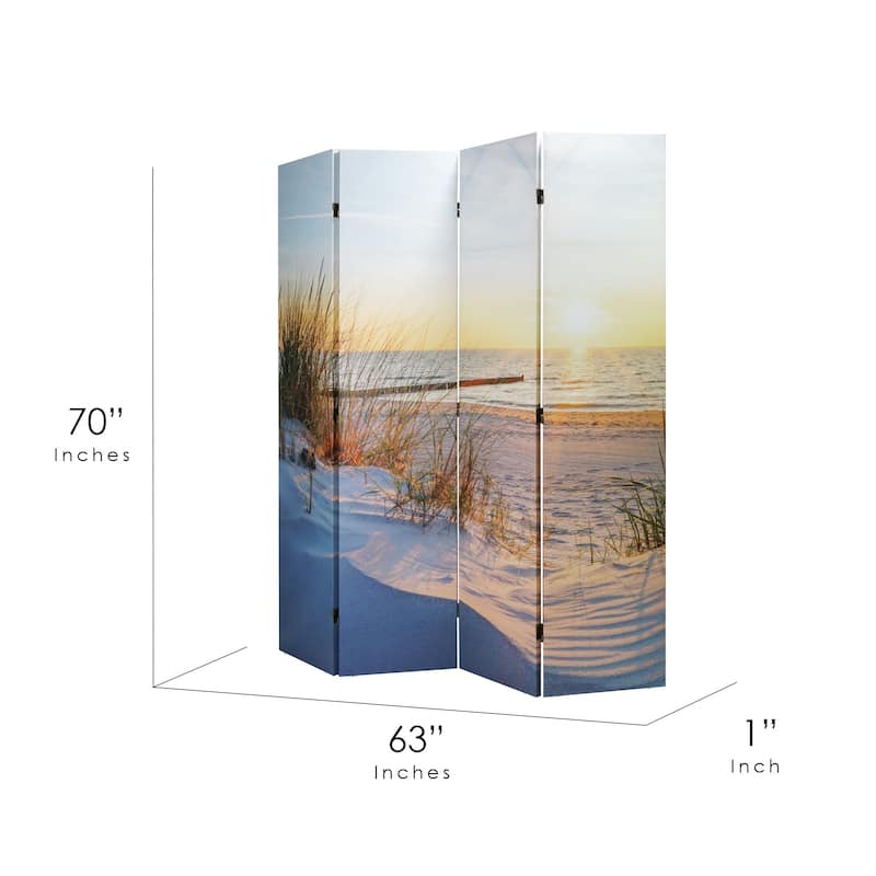 American Art Decor Double-Sided Canvas Room Divider, 4 Panels, 70" H x 63" L