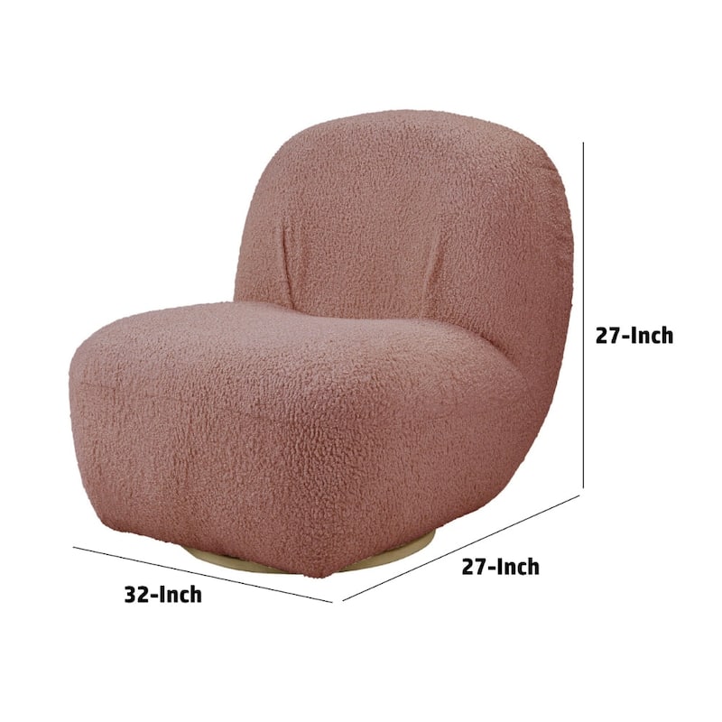 27 Inch Teddy Sherpa Fabric Curved Accent Chair, Swivel Function