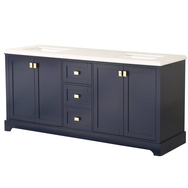 60/72 Inches Plywood Freestanding Bathroom Vanity Set with Drawer and Ceramic Sink