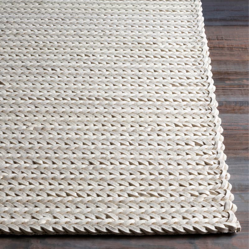 Hand-woven Albali IvoryBraided Texture New Zealand Wool Area Rug - 2' x 3'