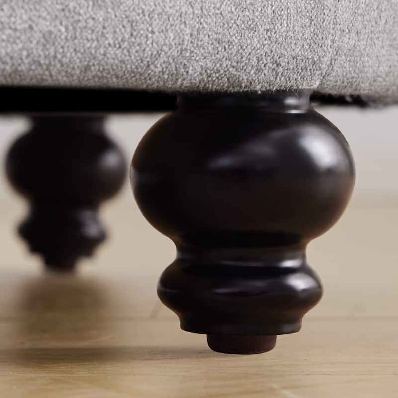 Tufted Large Round Storage Ottoman Footrest Beige/ Grey/ Blue