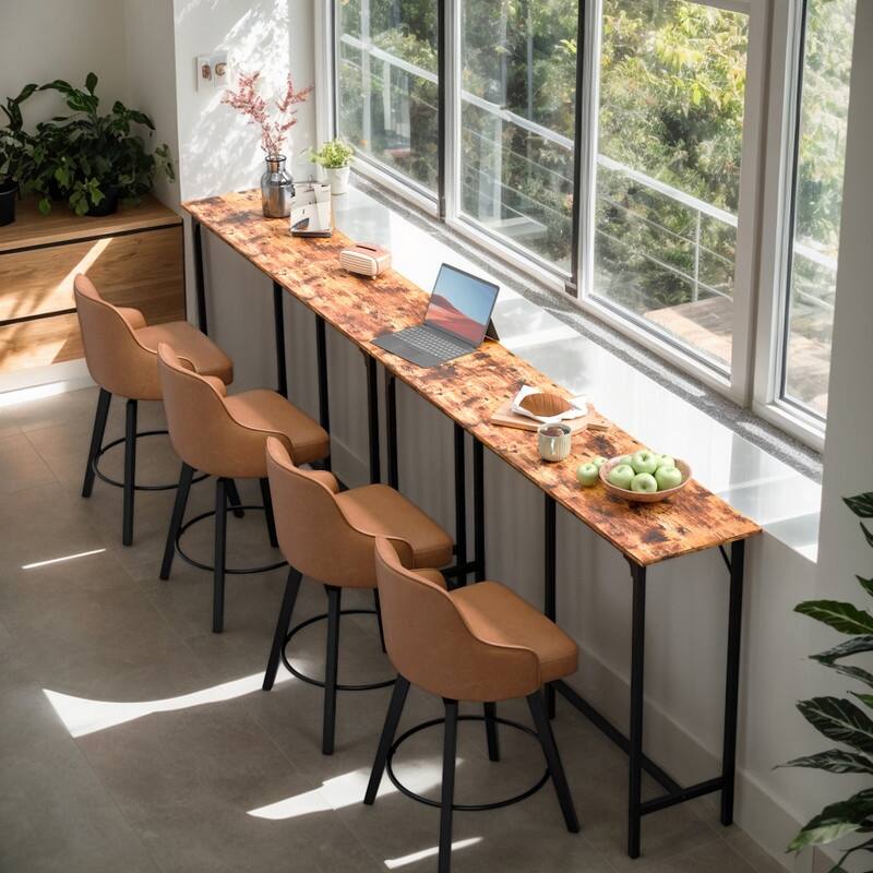 63'' Counter Height Bar Dining Table with Metal Frame , Pub Sofa Table for Kitchen and Living Room - N/A