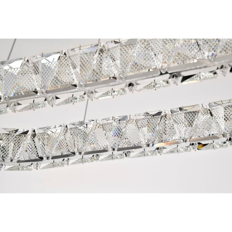 Asher LED 36 Inch Oval Pendant Polished Nickel Finish K9 Crystal - Polished Nickel