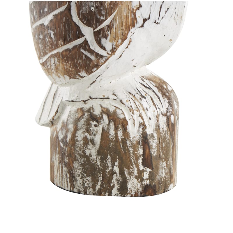Wood Pelican Handmade Distressed Decorative Sculpture with Brown Accents - Set of 3 White - Roche River Decor