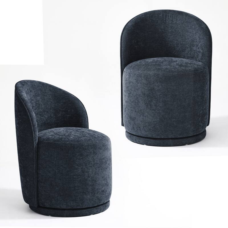 Upholstered Swivel Dining Chair Armless Barrel Chair