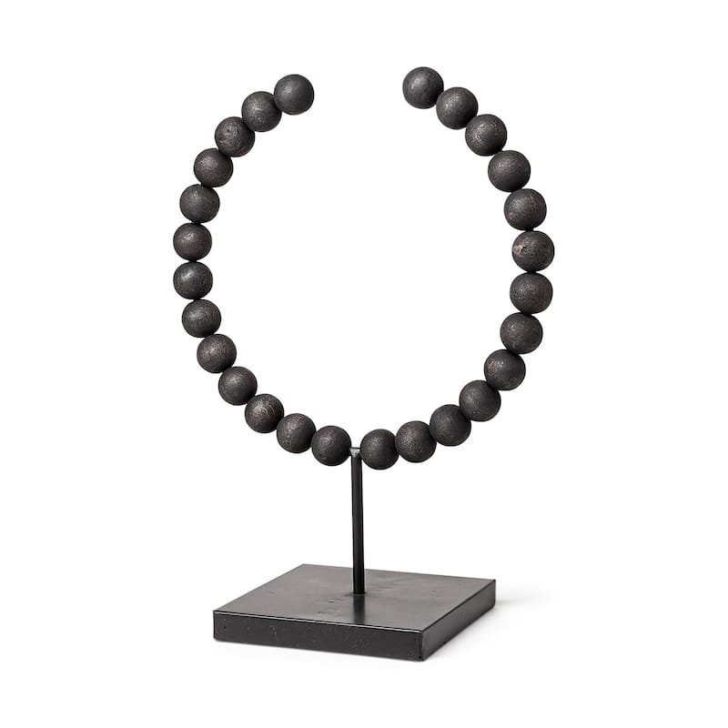Black Beaded Sculpture - 6" W x 12" D x 16" H
