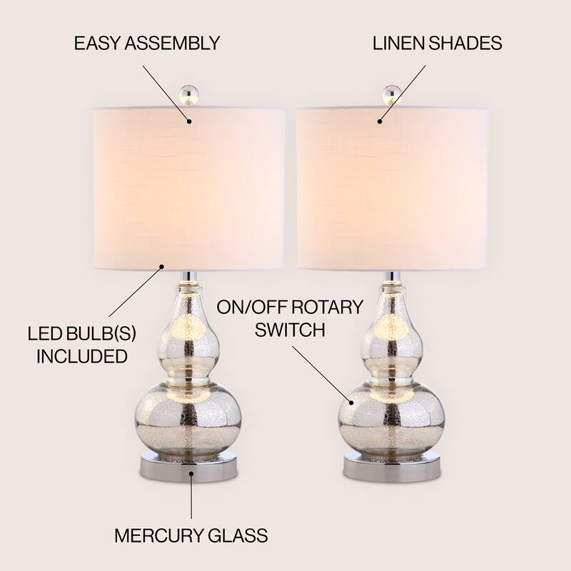 Anya 20.5" Mini Glass LED Table Lamp, Gray by JONATHAN Y