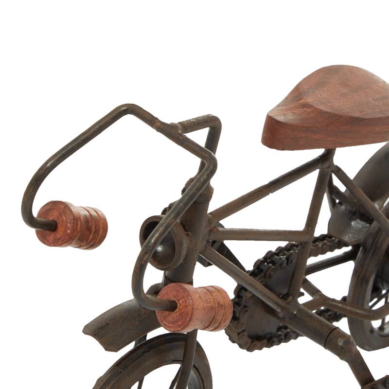 Black or Gold Metal Bike Sculpture with Wood Accents (Set of 2)