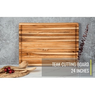 Natural Teak Wood Serving and Cutting Board - Natural Trend