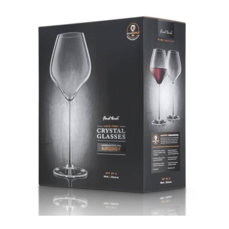 Final Touch Set of 2 Burgundy Lead Free Crystal Glasses - 23.6 oz