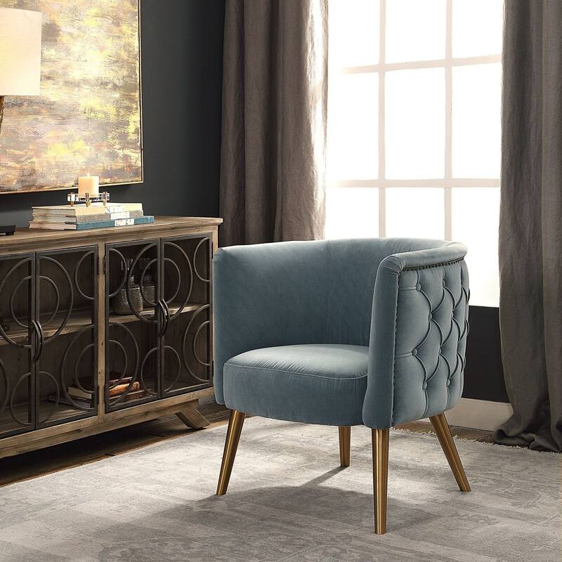 Uttermost Haider 27-3/4" Wide Iron and Fabric Armless Accent Chair - Dusty Cornflower