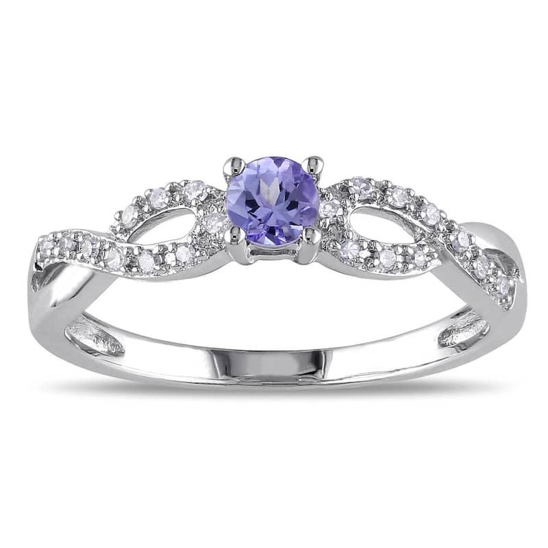 Miadora Sterling Silver Tanzanite and 1/10ct TDW Diamond Ring (H-I, I2-I3)