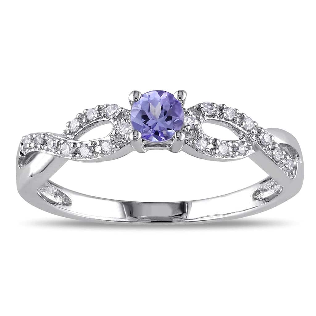 Miadora Sterling Silver Tanzanite and 1/10ct TDW Diamond Ring (H-I, I2-I3)