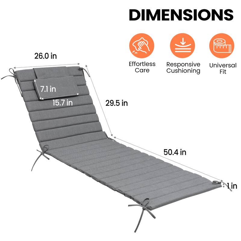 Pellebant Outdoor Chaise Lounge Cushions Patio Lounger Pad with Straps