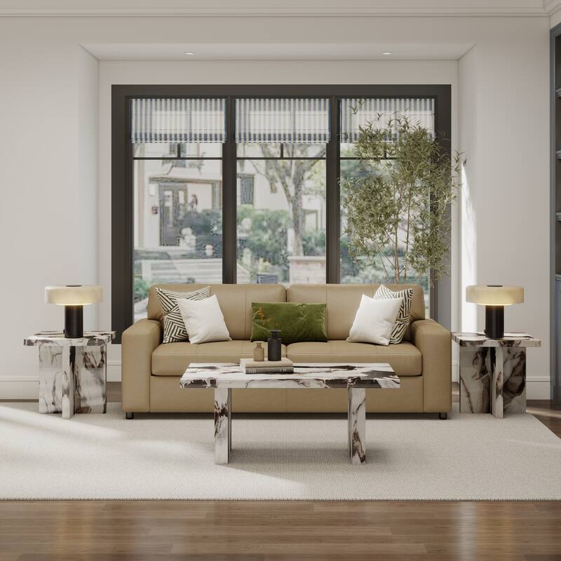 Roundhill Furniture Cavira 3-Piece Faux Marble Coffee Table Set