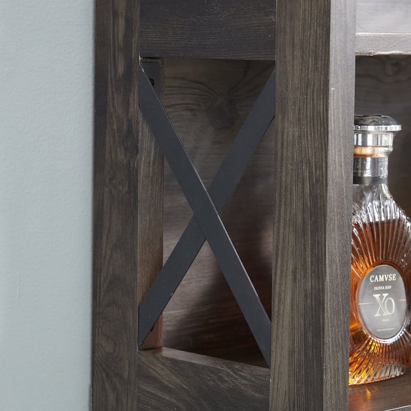 Farmhouse Bar Cabinet with Wine Rack and Door