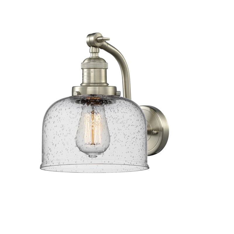 Innovations Lighting Large Bell Single Light 12" Tall Bathroom Sconce - Brushed Satin Nickel / Seedy
