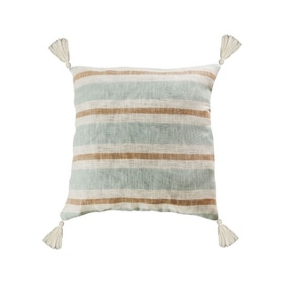 Cream and Sage Striped Pillow Cover 24x24 inch Pillow Cover Only
