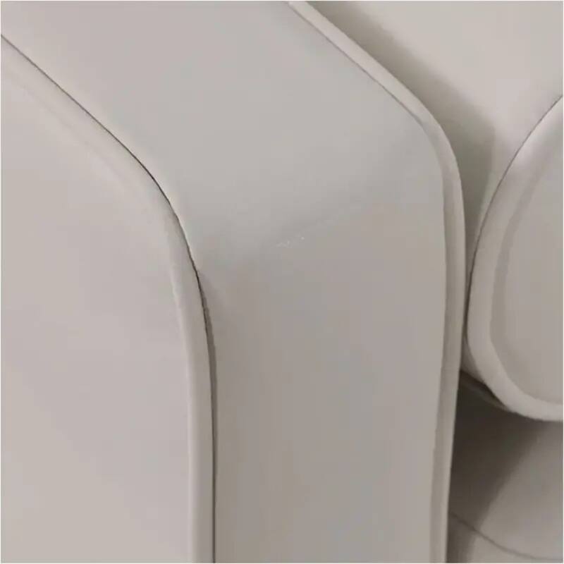 Contemporary Style Off-White Leatherette Upholstered Loveseat with Bench-style Seating and Bolster Pillows
