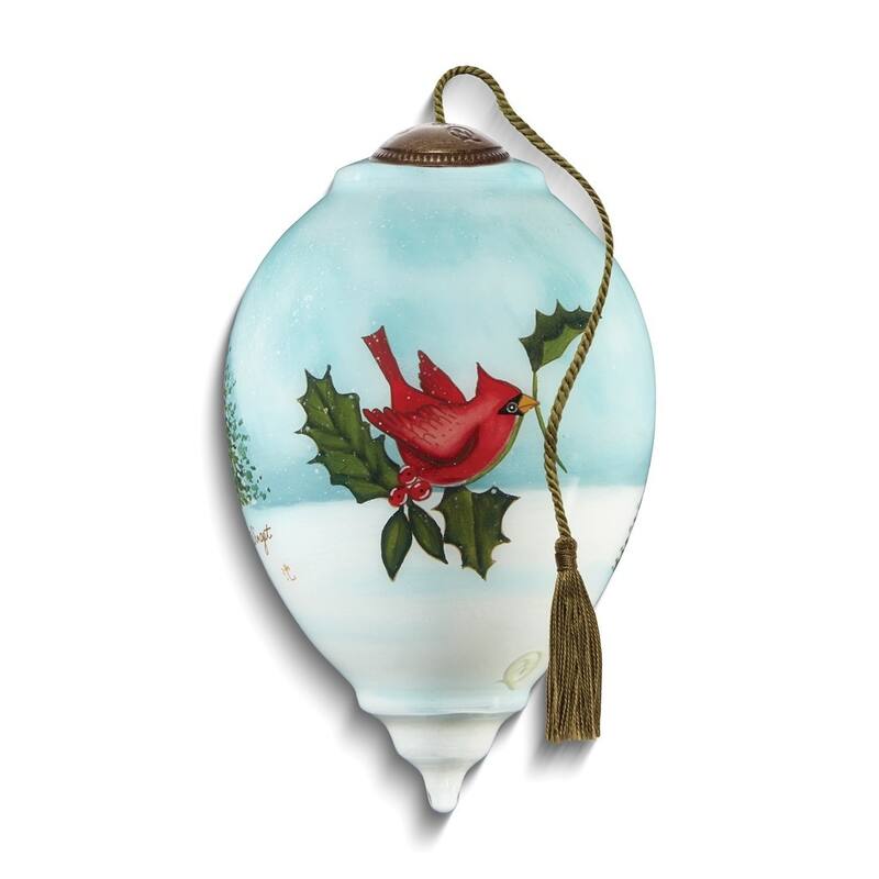 Curata Santa is on His Way Hand-Painted Glass Ornament