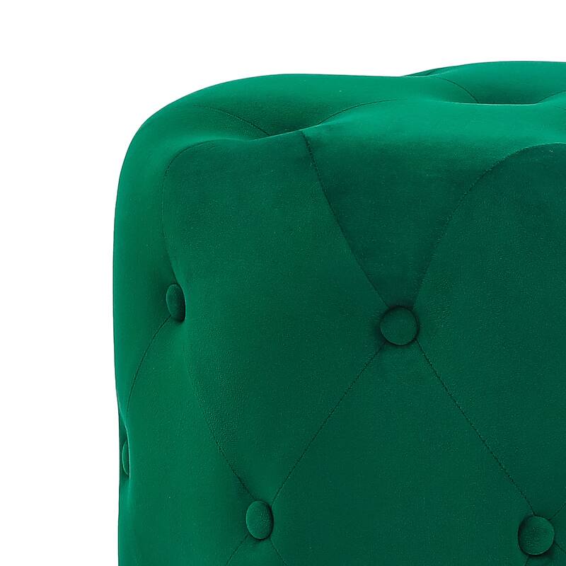 Adeco Round Velvet Ottoman Vanity Footrest Stool Gold Plating Base