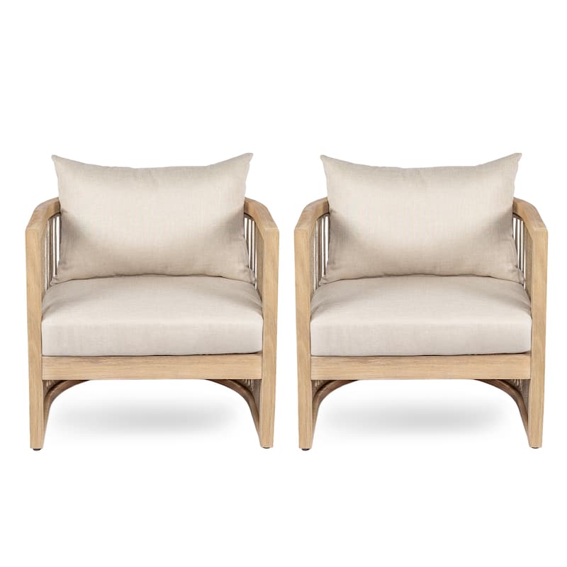 Christopher Knight Home- Xanthe Acacia Wood Patio Rope Club Chair