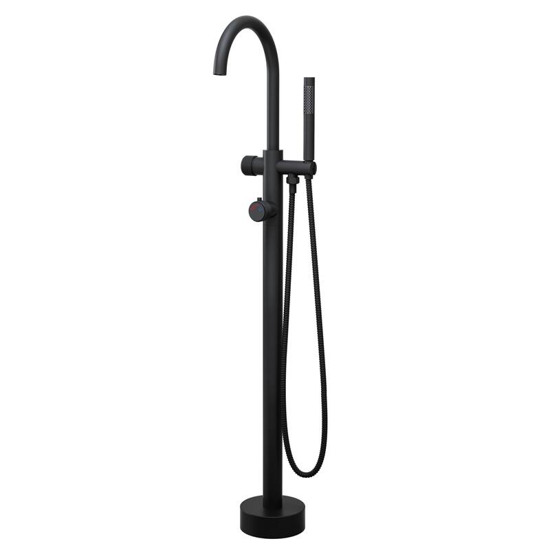 Modland 46'' Outdoor Shower System 316 Stainless Steel Thermostatic Freestanding Poolside Faucet with Swivel Spout - 46'' H