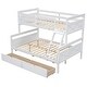 preview thumbnail 5 of 8, White Twin over Full Size Pine Wood Bunk Bed with Ladder, Two Storage Drawers, Safety Guardrail