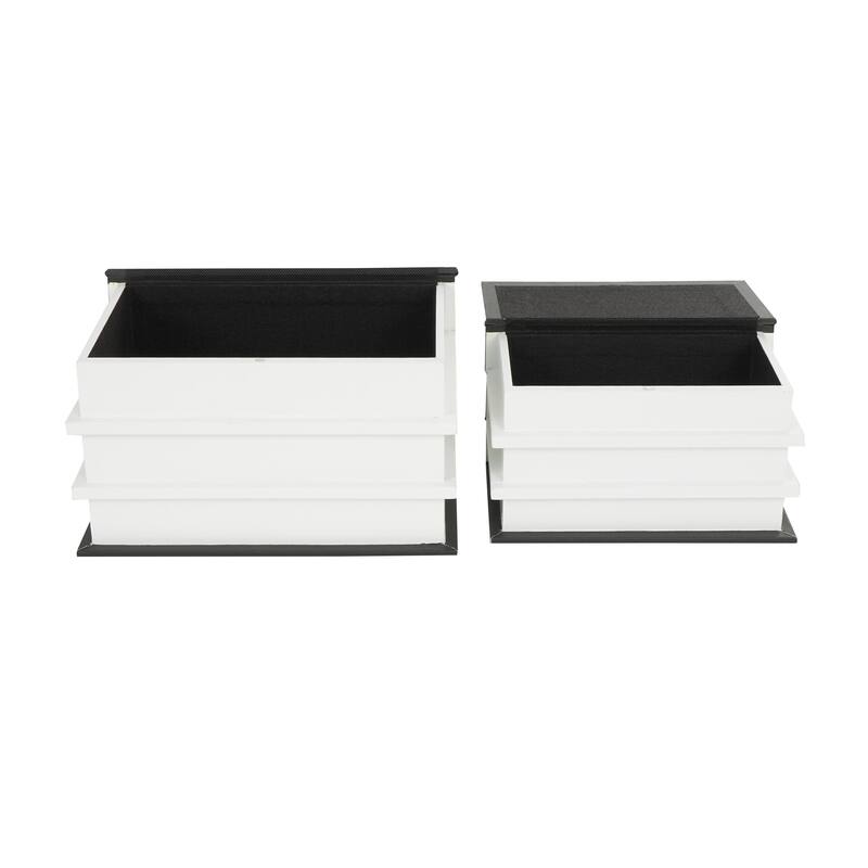 Canvas Decorative Box with White Explore, Dream, Discover Text - Set of 2 Black - Roche River Decor