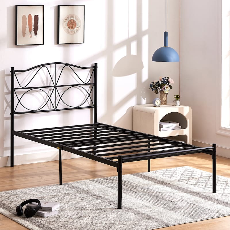 VECELO Kids Bed Frame, Twin Size Bed Set of 2