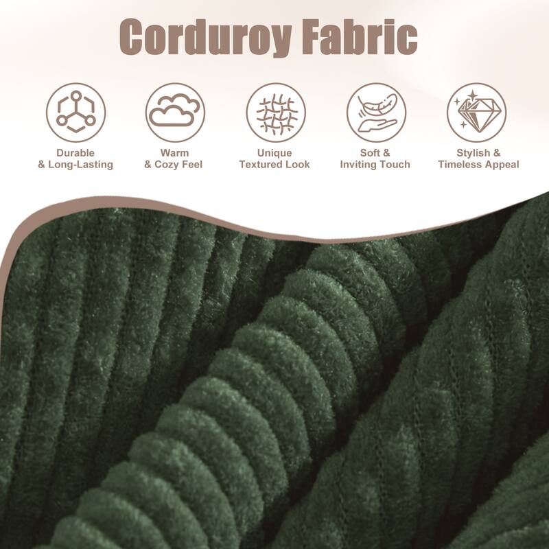 48" Corduroy Loveseat Sofa with Side Storage Pocket, 2-Seater Couch, Solid Wood Frame for Apartment