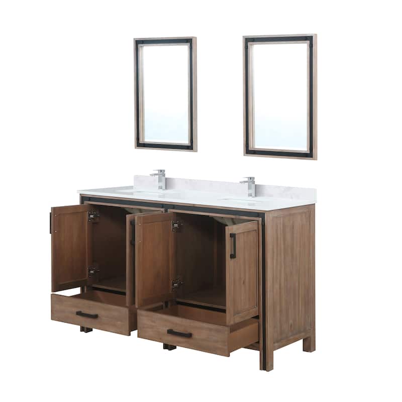 Ziva Bath Vanity, White Quartz Top, Faucet Set and Mirrors