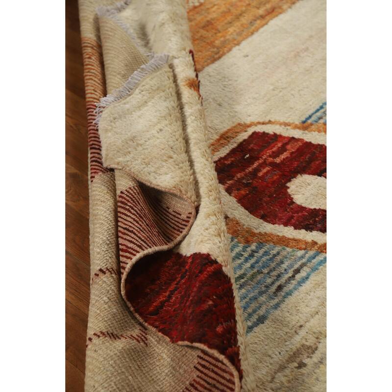 Geometric Moroccan Oriental Rug Hand-Knotted Bedroom Wool Carpet - 8'2" x 9'8"