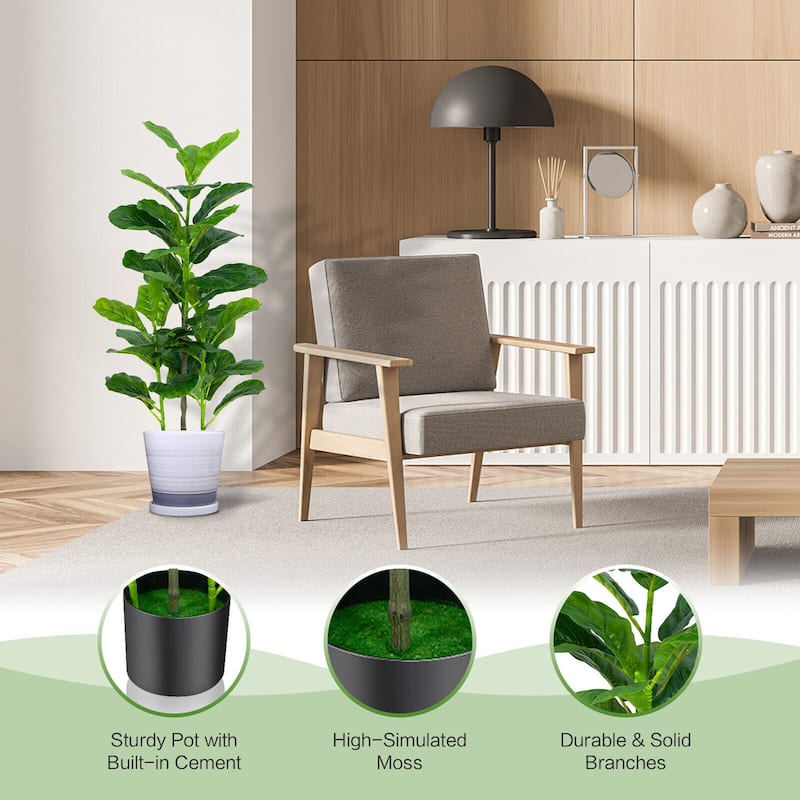 Gymax Artificial Tree 2-Pack Artificial Fiddle Leaf Fig Tree forIndoor