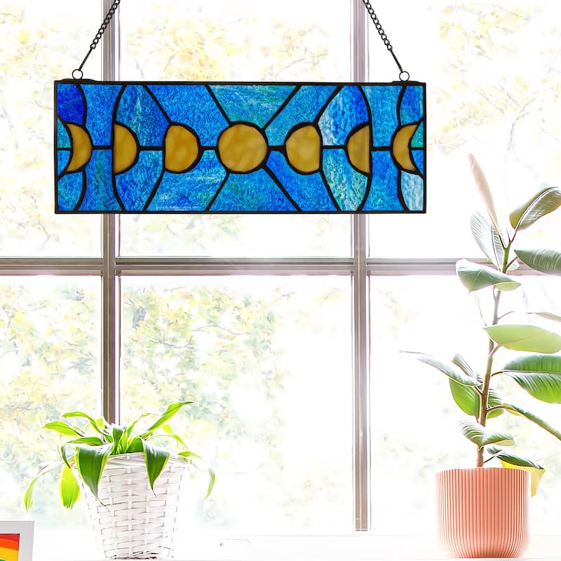 Moon Phases River of Goods Stained Glass Window Panel - 14" x 0.25" x 5"