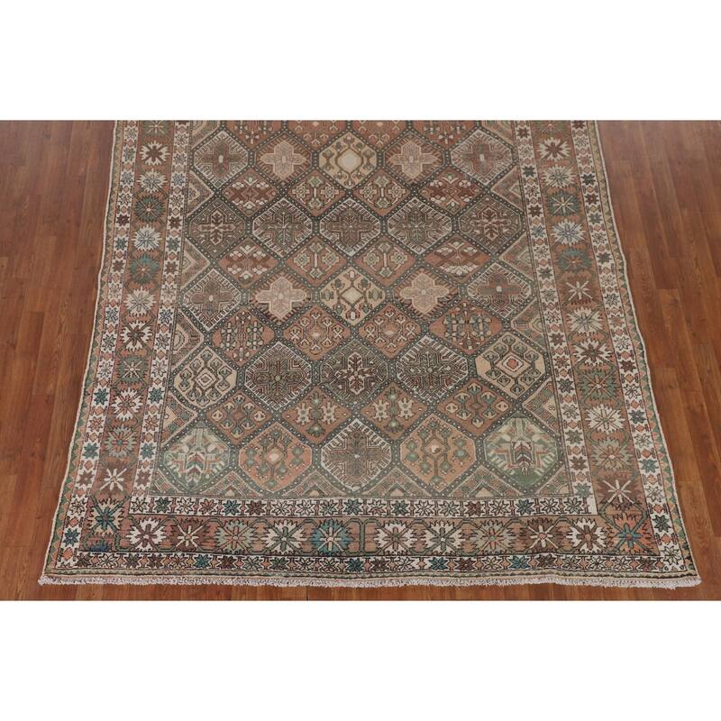 Garden Design Bakhtiari Persian Vintage Rug Hand-Knotted Wool Carpet - 6'10"x 9'10"