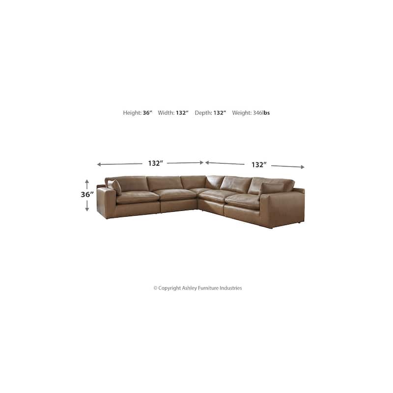 Signature Design by Ashley Emilia Medium Brown 5-Piece Sectional - 132"W x 132"D x 36"H