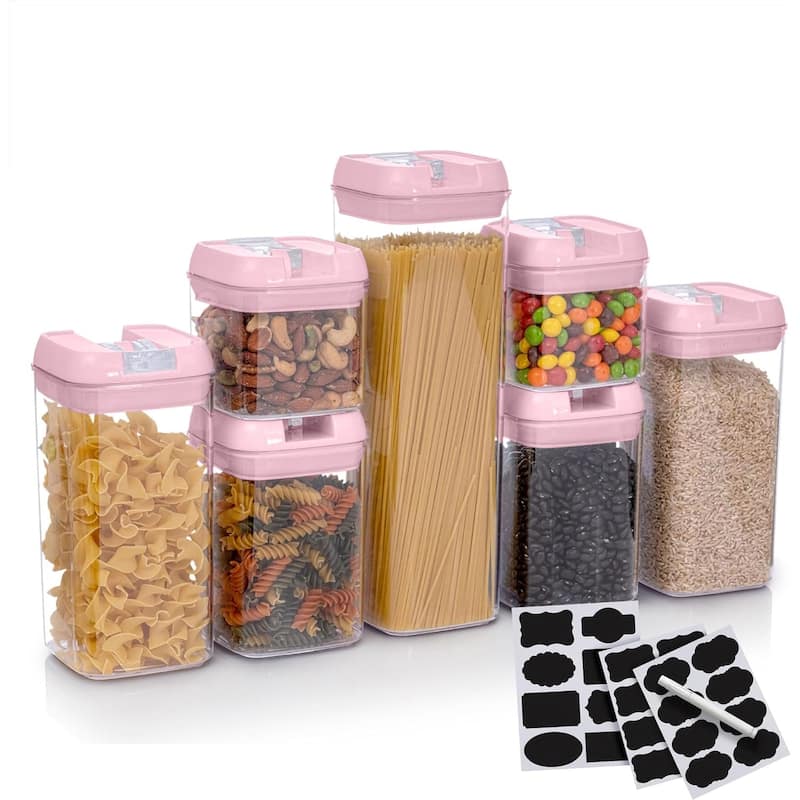 Cheer Collection 7-piece Stackable Airtight Food Storage Container Set - Pink