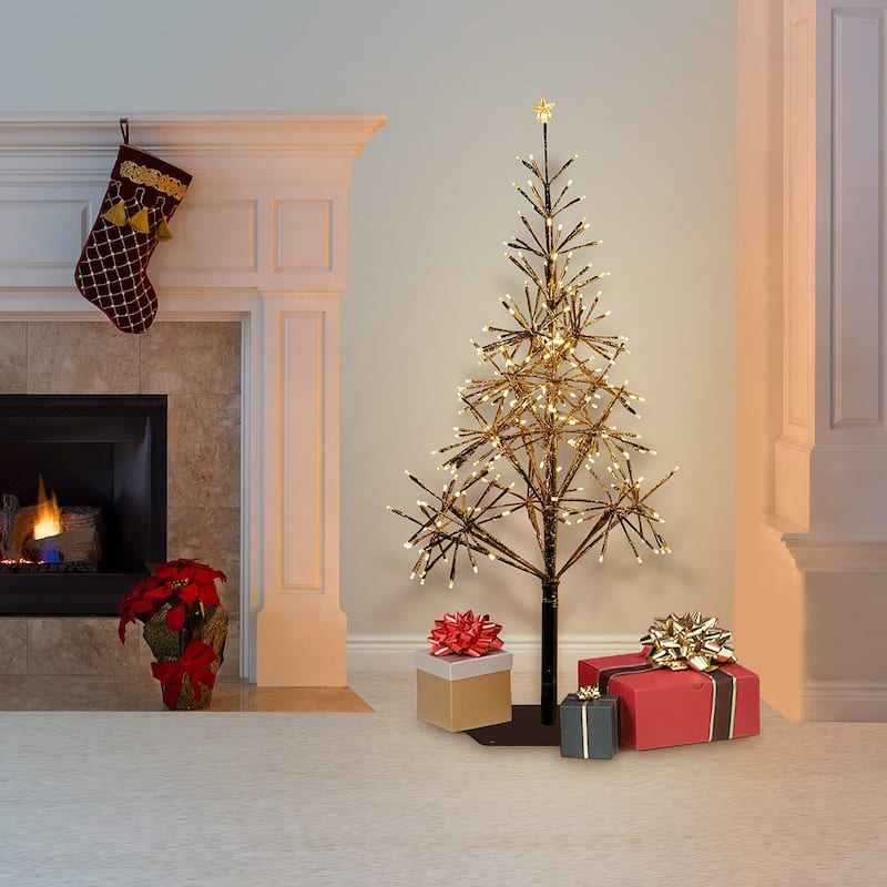 Alpine Corporation 53"H Indoor/Outdoor Artificial Christmas Tree with LED Lights