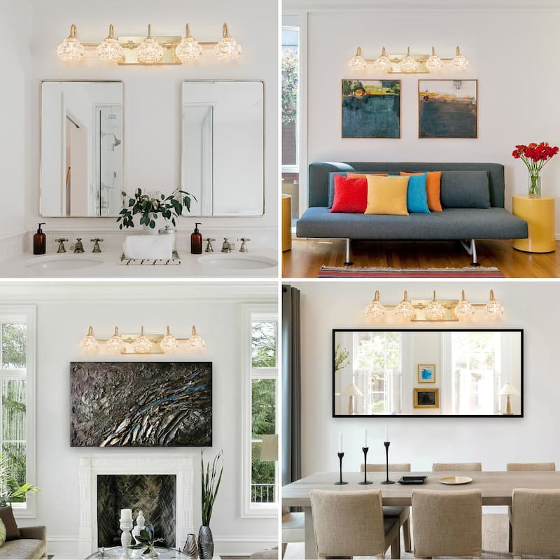 Bathroom Vanity Light 3/4/5-Light Patterned Glass Wall Sconce