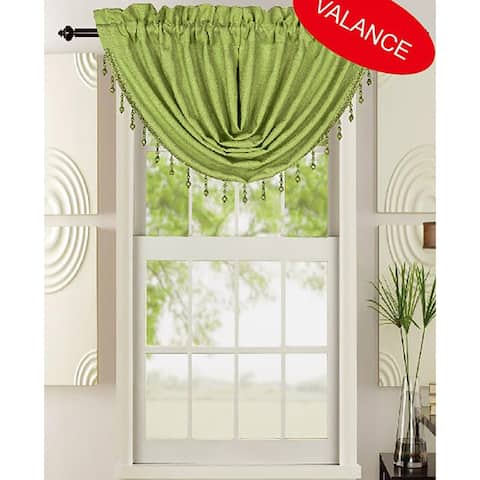 Leah Waterfall Rod Pocket Valance with Beads, 48x37