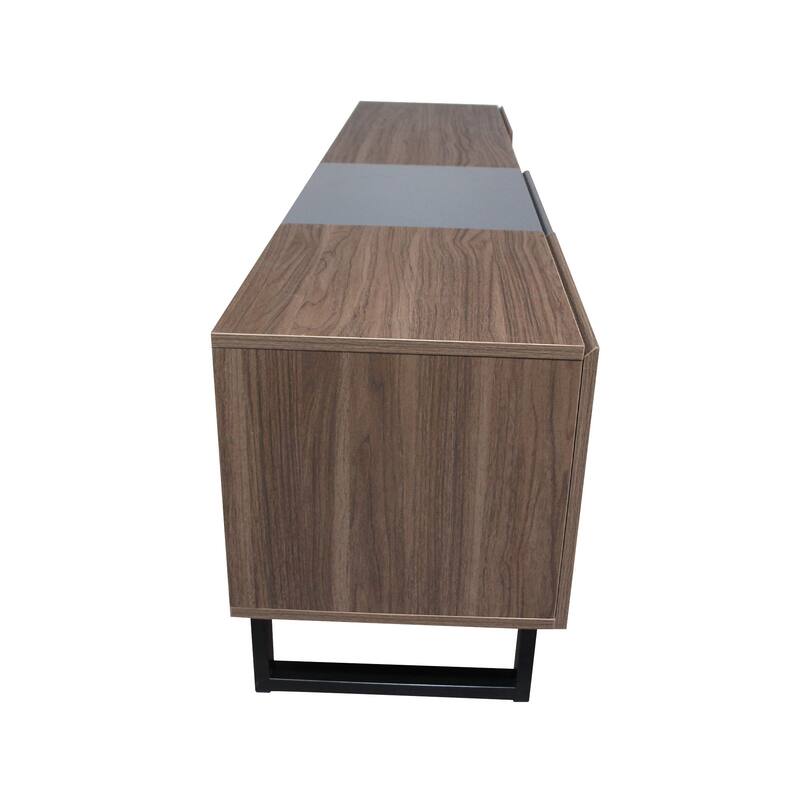 Modern TV with 3 Cabinets Open Shelves, Media Console Table for TVs Up to 80'', Entertainment Center with Drop Down Door