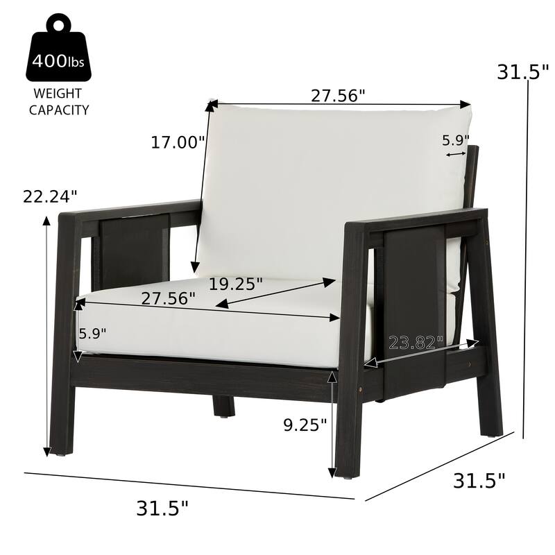 Christopher Knight Home - Arno Mid-Century Modern Outdoor Acacia Wood Sofa Seating Set with Cushions and Coffee Table