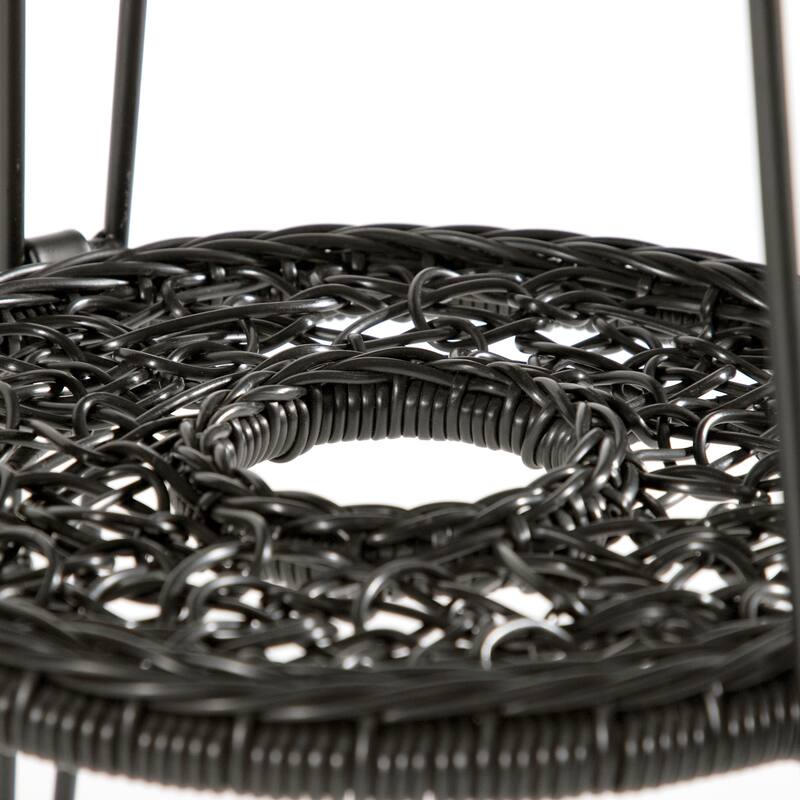 Dana Boho 19-inch Outdoor Patio Wicker Round Coffee Table with Tempered Glass Top and Metal Legs by M&L Co.