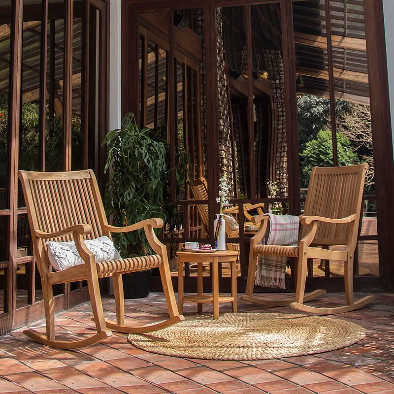 Cambridge Casual Chara 3-piece Teak Outdoor Rocking Chair Chat Set