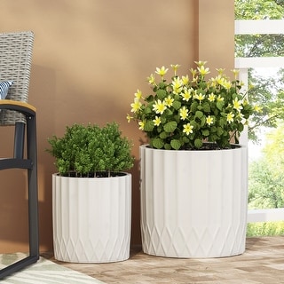 Evans Outdoor Cast Stone Outdoor Medium and Large Planter Set by Christopher Knight Home