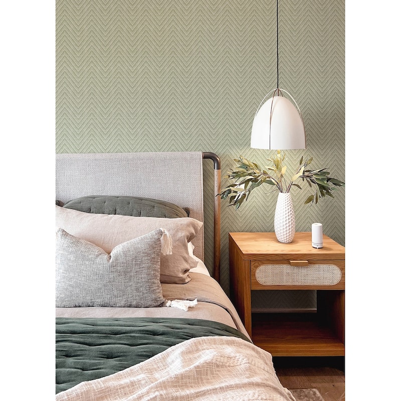 A-Street Prints Glynn Green Chevron Wallpaper