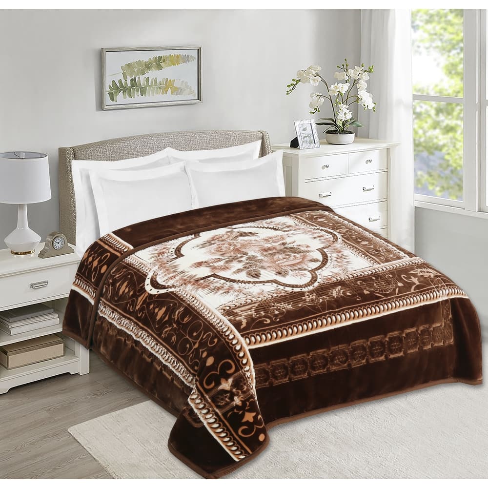 Empyrean Velvet 2 Ply Heavy Reversible Printed Raschel Blanket